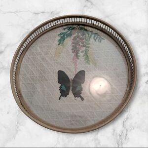 Round Tray with Butterfly Design